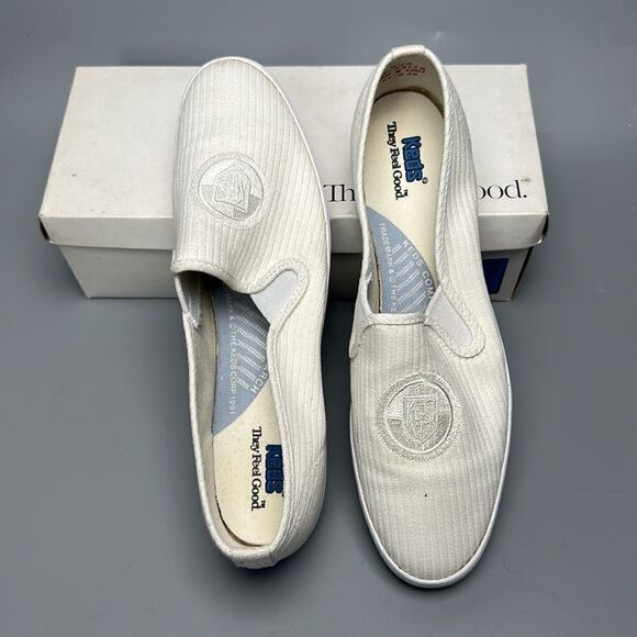 NWB Keds Vintage 90th They Feel Good White Canvas Shoes Slip On Sneakers 8 1/2 - Picture 4 of 15